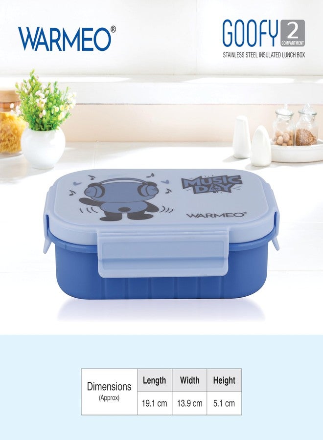 WARMEO علبة غداء معزولة من وارميو بتصميم جوفي، مزودة بقسمين، خالية من مادة BPA، علبة غداء للأطفال، آمنة غذائيًا، مثالية للمدرسة والنزهات والمكتب والأنشطة الخارجية - 500 مل، لون أزرق، مصنوعة من الفولاذ المقاوم للصدأ - Image 4